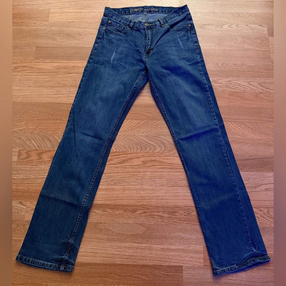 Cody James Jeans Mens 30x34 Blue Straight Mid Rise Stretch Denim Zip Fly